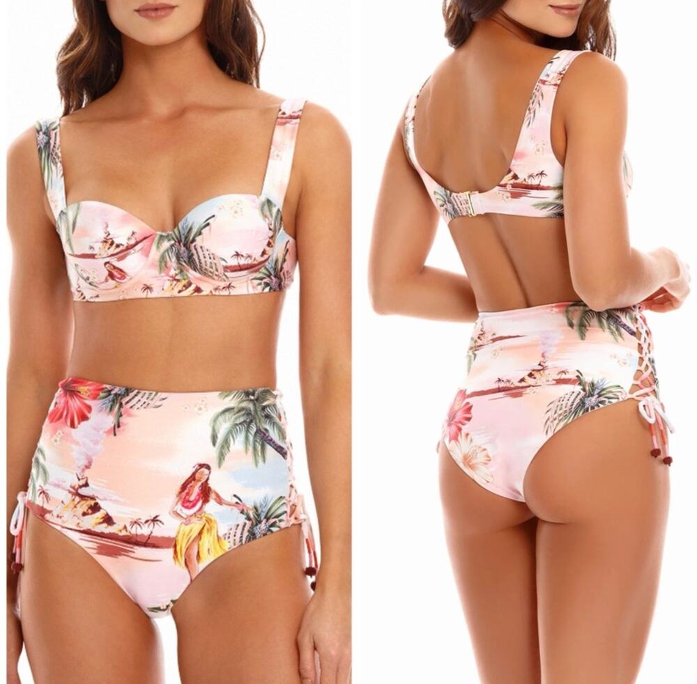 Agua Bendita Bikini Set Large Luau Miley Hope Tropical Hawaiian Resort Beach